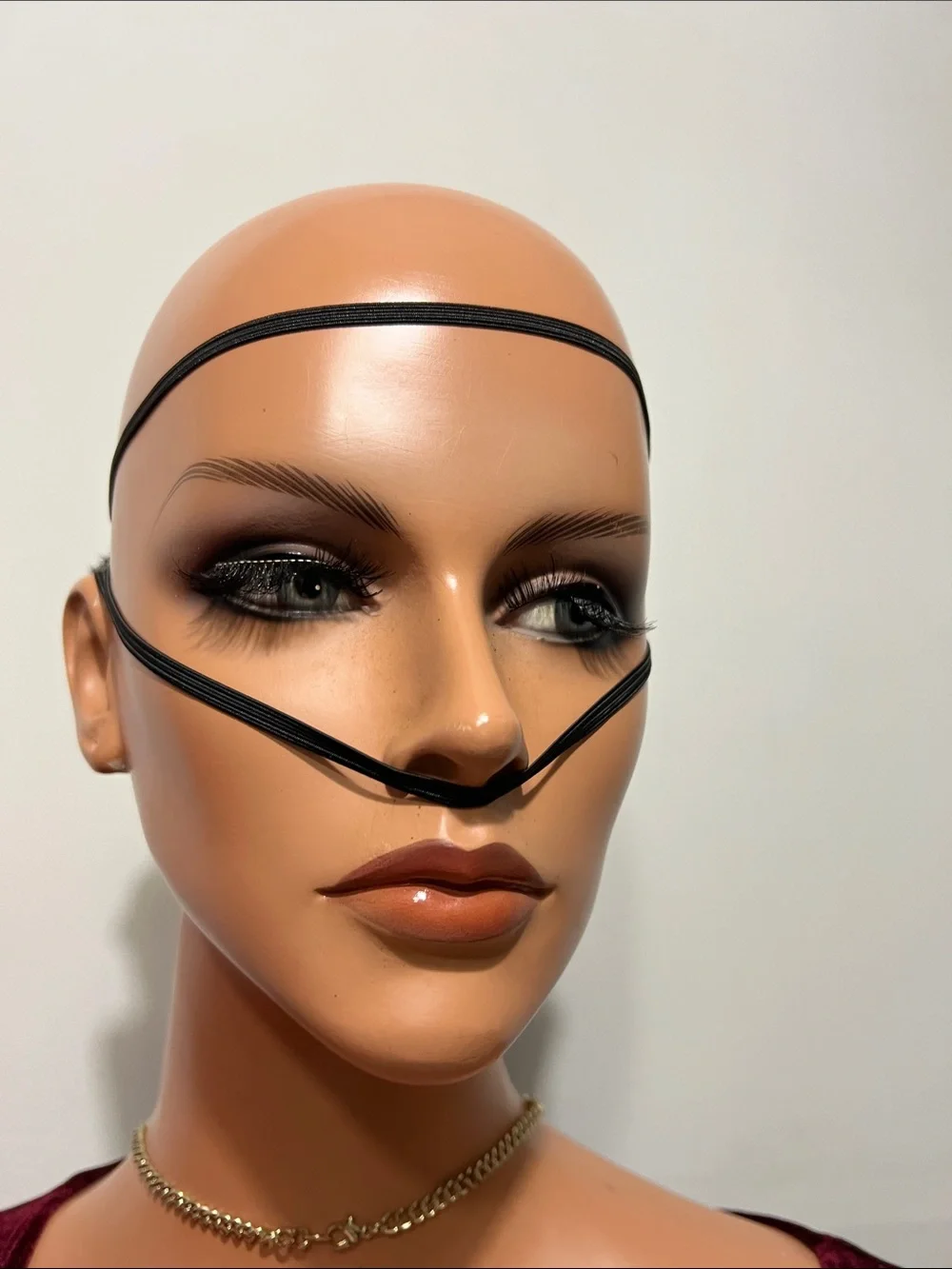 Black Beaded Lace Eye Mask - Elegant Sleep & Costume Accessory